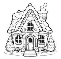 Christmas house, hand drawn sketch. Symbol of Christmas and New Year.Cartoon vector
