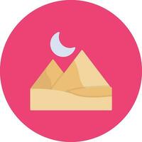 Desert Night Landscape Vector Icon