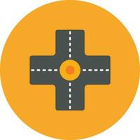 Four Way Intersection Vector Icon