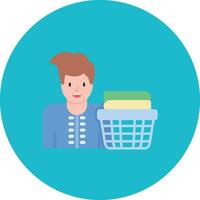 Man Doing Laundry Vector Icon