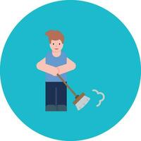 Man Sweeping Floor Vector Icon