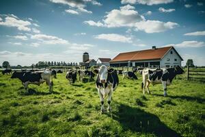 Portrait cow in the farm with light exposure AI Generative photo