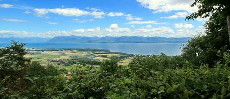 Alps mountain and Geneva lake, Switzerland photo