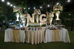 jardín Boda fiesta a noche foto