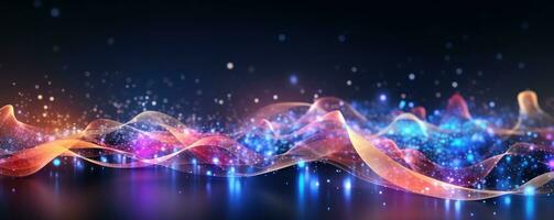 digital light waves and bright colors background photo