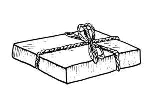 Soap for Bathroom with ribbon on isolated background. Hand drawn vector illustration of cosmetic product for Spa design. Line art black drawing of ecological product for Bath relaxes