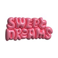 Dream big- 3d rendering hand drawn typography design. Bubble pop art comic print, Raster png