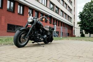 Minsk, Belarus, August  2023 - black brutal harley davidson photo