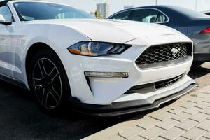 Minsk, Belarus, October 2023 -  Ford Mustang White photo