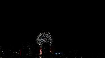 Fireworks over the city photo