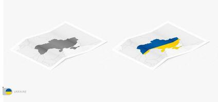 conjunto de dos realista mapa de Ucrania con sombra. el bandera y mapa de Ucrania en isométrica estilo. vector