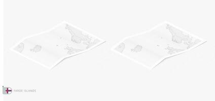 Set of two realistic map of Faroe Islands with shadow. The flag and map of Faroe Islands in isometric style. vector