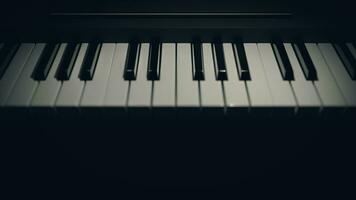 elegante piano llaves en negro antecedentes musical armonía y elegancia, 3d hacer foto