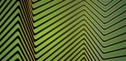Green, black and golden curved stripes abstract geometric background vector