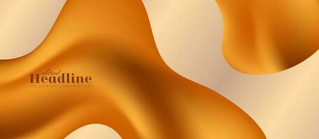 Abstract bronze golden wavy shapes futuristic banner vector