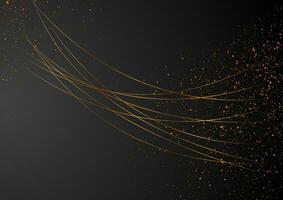 Golden minimal lines and shiny dust particles abstract background vector