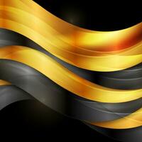 Black and luxury golden glossy waves abstract background vector