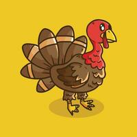 Funny Turkey bird cartoon vector illustration. Cartoon Vector illustration of Cute Thanksgiving Turkey Bird. Turkey bird vector illustration