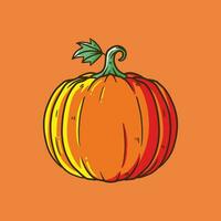 Orange pumpkin vector cartoon illustration. Autumn halloween and thanksgiving pumpkin, vegetable graphic or print.