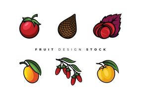 Fruta diseño valores 03 - tomate, Salak, umeboshi, ximenia, Wolfberry y Yuzu fruta. vector