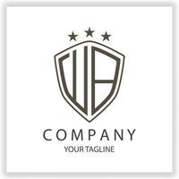 WB Logo monogram with shield shape isolated black colors on outline design template premium elegant template vector eps 10