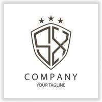 SX Logo monogram with shield shape isolated black colors on outline design template premium elegant template vector eps 10
