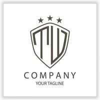 TW Logo monogram with shield shape isolated black colors on outline design template premium elegant template vector eps 10