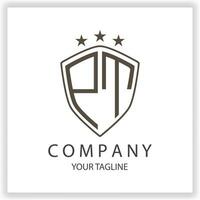 PT Logo monogram with shield shape isolated black colors on outline design template premium elegant template vector eps 10
