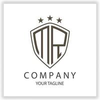 MR Logo monogram with shield shape isolated black colors on outline design template premium elegant template vector eps 10