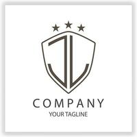 JL Logo monogram with shield shape isolated black colors on outline design template premium elegant template vector eps 10