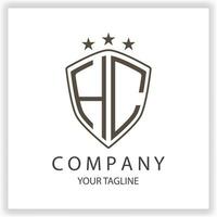 HC Logo monogram with shield shape isolated black colors on outline design template premium elegant template vector eps 10