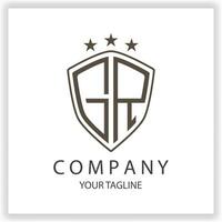 GR Logo monogram with shield shape isolated black colors on outline design template premium elegant template vector eps 10