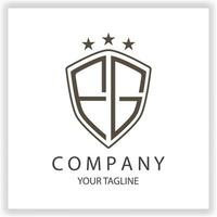 FG Logo monogram with shield shape isolated black colors on outline design template premium elegant template vector eps 10