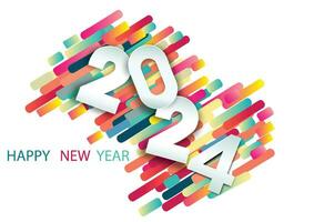 2024 contento nuevo año.papel cortar 2024 palabra para nuevo año festival.card,feliz,vector concepto lujo diseños y nuevo año celebracion. vector