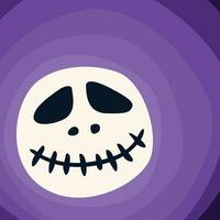 Halloween background with funny skull flat design vector illustration. Happy Halloween greeting card template.