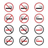 No de fumar firmar, No cigarrillo firmar iconos, cigarrillo prohibición firmar vector ilustración.