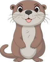 Cute Otter Cartoon On White Background vector