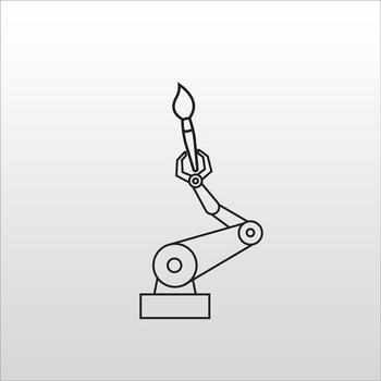 a robot arm is holding a painting brush. concept illustration of artificial intelligence helping to create or render images vector