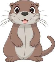 Cute Otter Cartoon On White Background vector