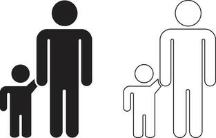 Parents and child family icon solid in flat, line set trendy style. Happy little family for insurance symbol with father and son sign. isolated on transparent background. Vector for apps, website