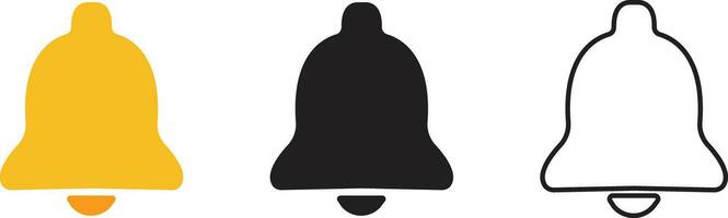 Notification bell icon in flat, line set isolated on transparent background Incoming inbox message. New message notification Ringing bell, clock and smartphone, alarm alert. Vector for apps website