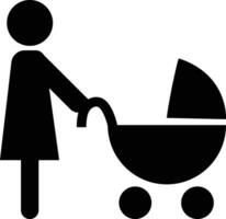 madre y niño familia icono sólido en plano de moda estilo. contento pequeño familia para seguro símbolo con madre bebé columpio signo. carretilla diseño aislado en transparente antecedentes. vector aplicaciones, sitio web