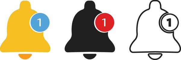 Notification bell icon in flat, line set isolated on transparent background Incoming inbox message. New message notification Ringing bell, clock and smartphone, alarm alert. Vector for apps website