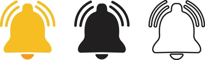 Notification bell icon in flat, line set isolated on transparent background Incoming inbox message. New message notification Ringing bell, clock and smartphone, alarm alert. Vector for apps website