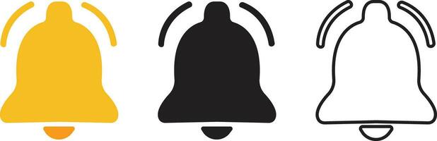 Notification bell icon in flat, line set isolated on transparent background Incoming inbox message. New message notification Ringing bell, clock and smartphone, alarm alert. Vector for apps website