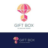 Gift box logo design element vector with creative idea