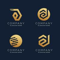 Letter D logo design element vector with creative golden concept
