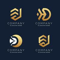 Letter D logo design element vector with creative golden concept