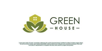 Green house logo design element vector template with creative concept