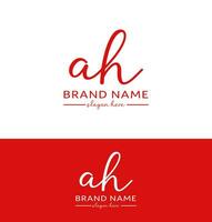 ah letter handwriting signature logo design ah logo ah letter icon vector